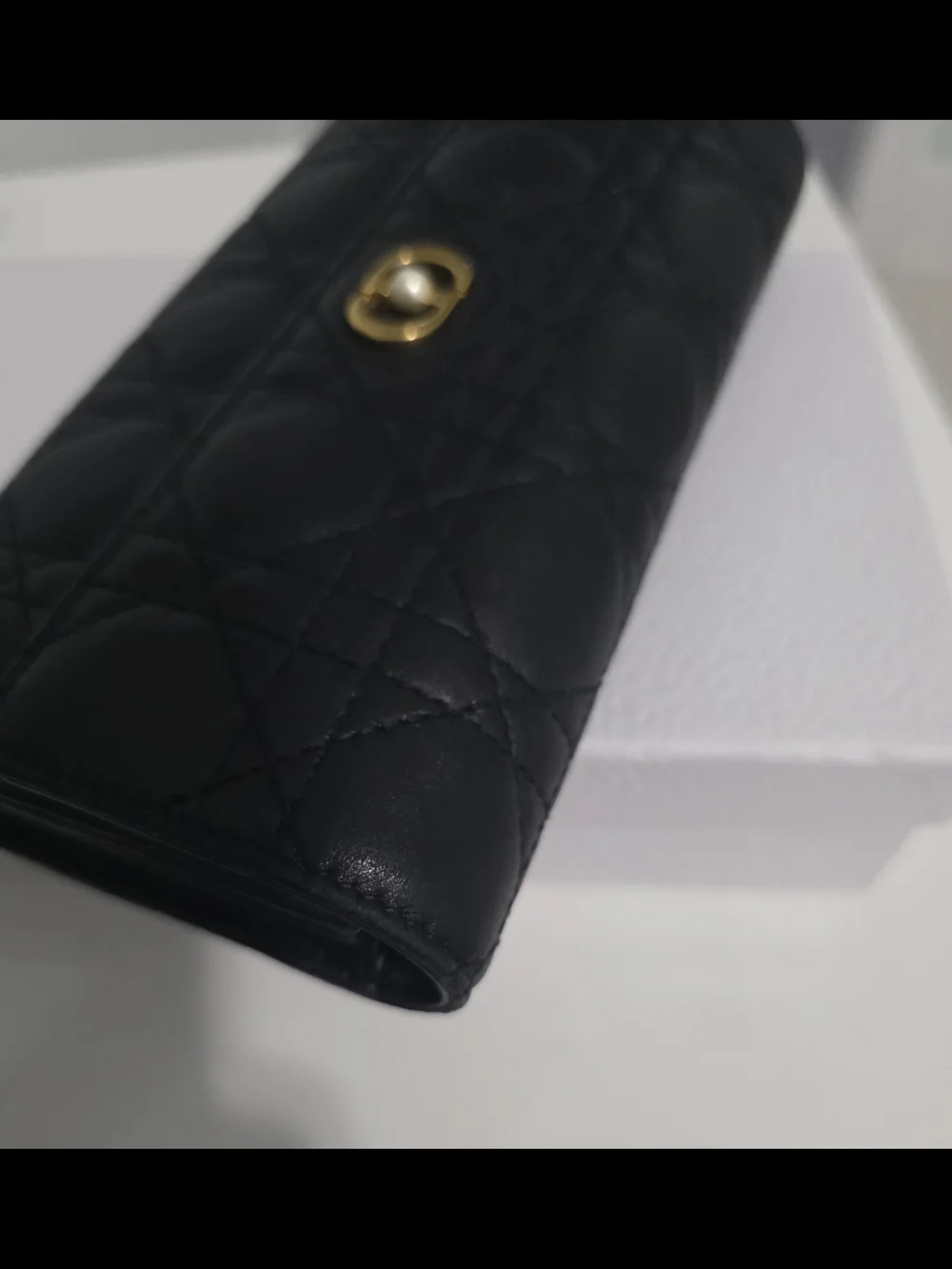 Dior Black Quilted Leather Wallet with Gold-Tone Hardware